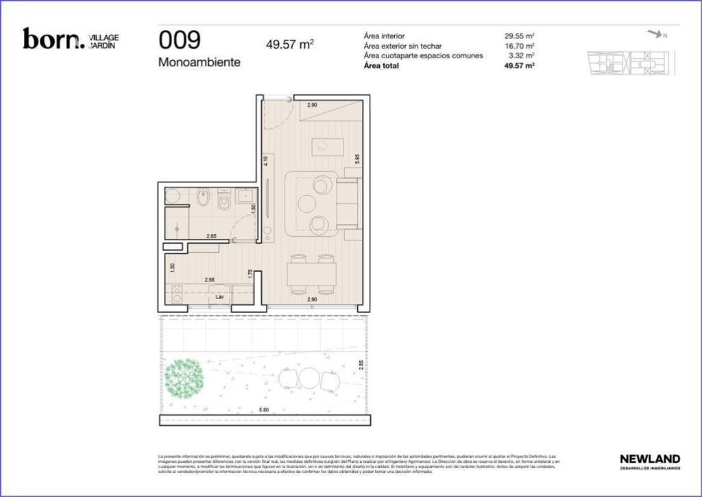 Apartamento monoambiente con patio en venta en La Blanquead