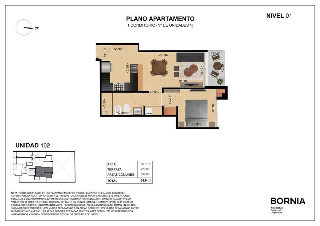 Apartamento de un dormitorio en venta en Centro - 102