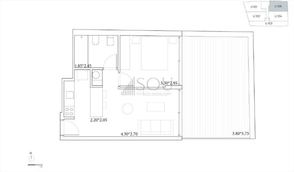 VENTA APARTAMENTO 1 DORMITORIO EN CORDÓN