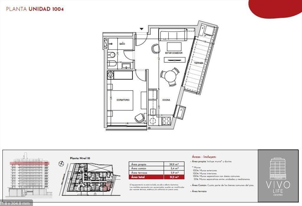 Venta apartamento 1 dormitorio Vivo Life Centro