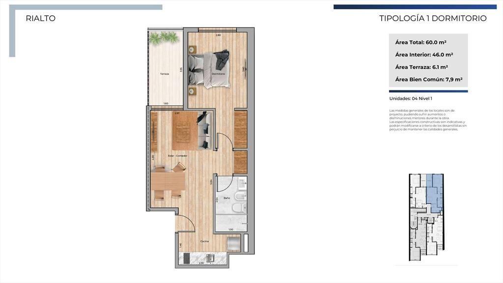 Venta Apartamento Cordón Sur 1 Dormitorio Estrena 04/27