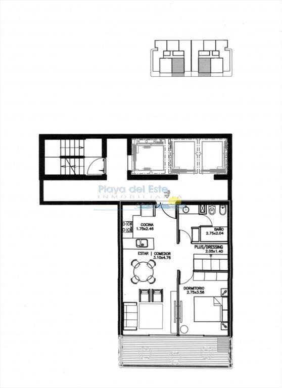 Apto 1 dorm, + plus y balcón