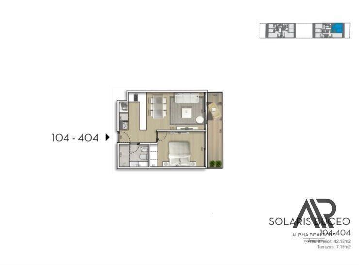Apartamento en venta de 1 dormitorio en Buceo