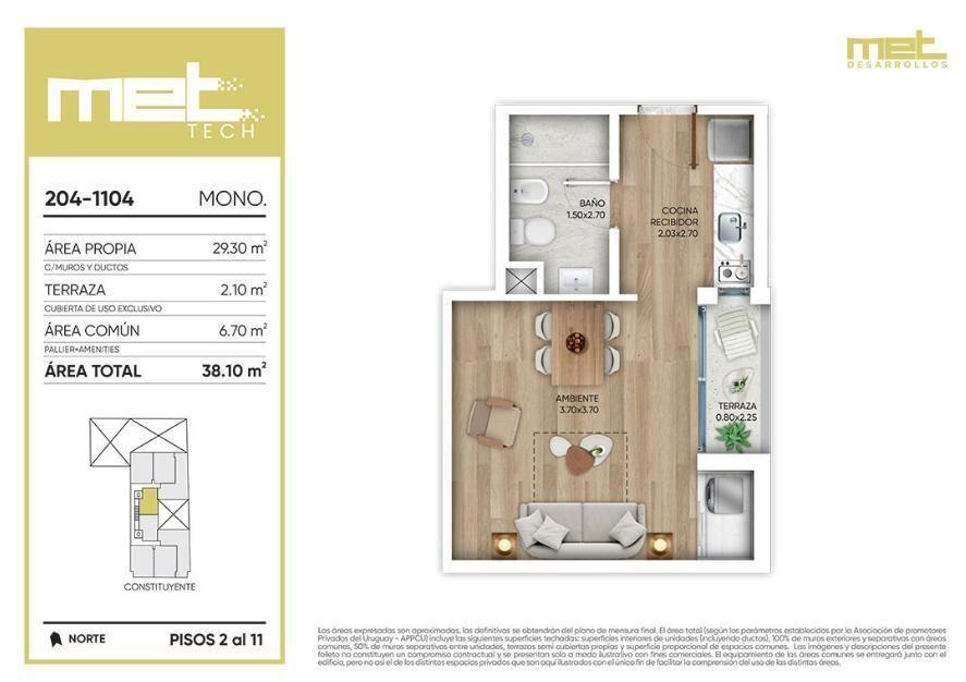 Venta Apartamento Monoambiente en Cordon