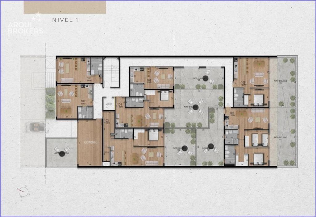 Apartamento de un dormitorio con patio en venta en Pocitos