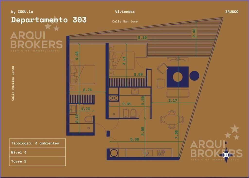 Apartamento de 2 dormitorios en venta en Centro - 303B