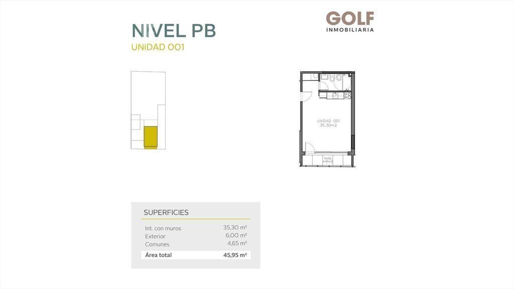Venta de apartamento de 1 dormitorio en el Centro