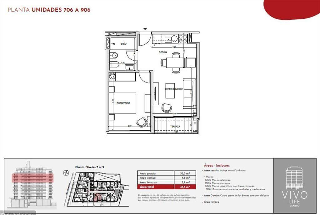 Venta apartamento 1 dormitorio Vivo Life Centro