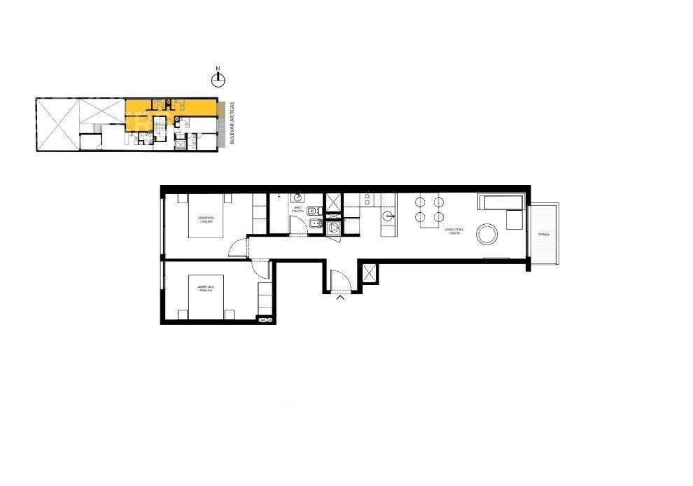 Apartamento de dos dormitorios en venta en Tres Cruces - 60
