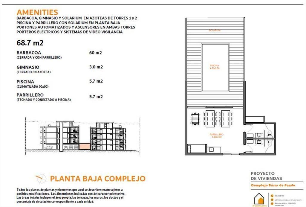 Venta apartamento 2 dormitorios con piscina Pando