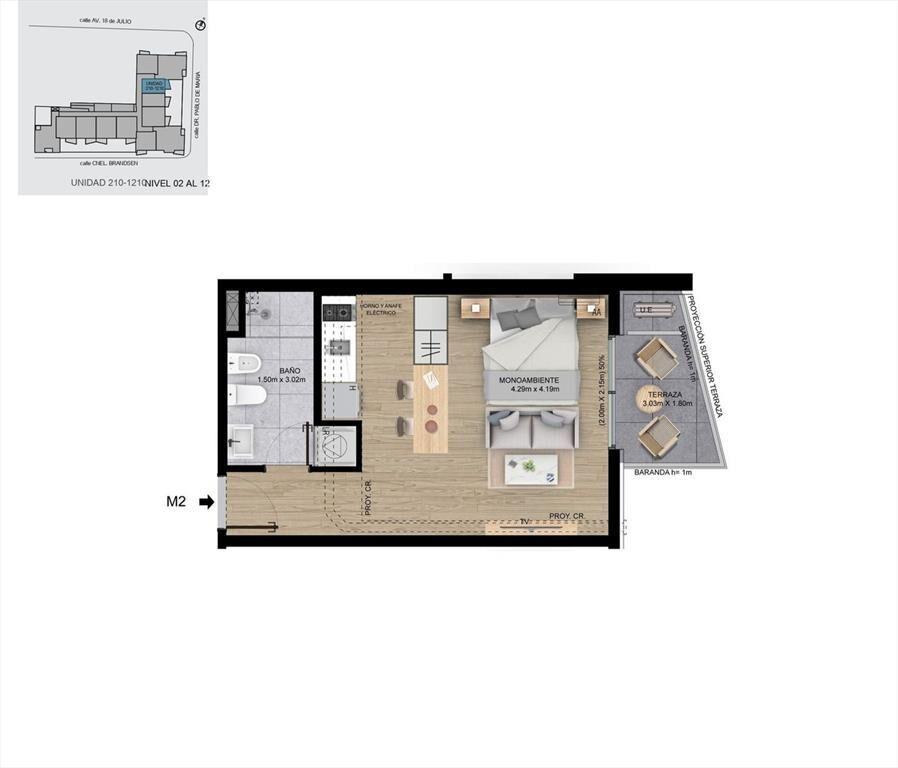 VENTA APTO MONOAMBIENTE CORDÓN A ESTRENAR TERRAZA