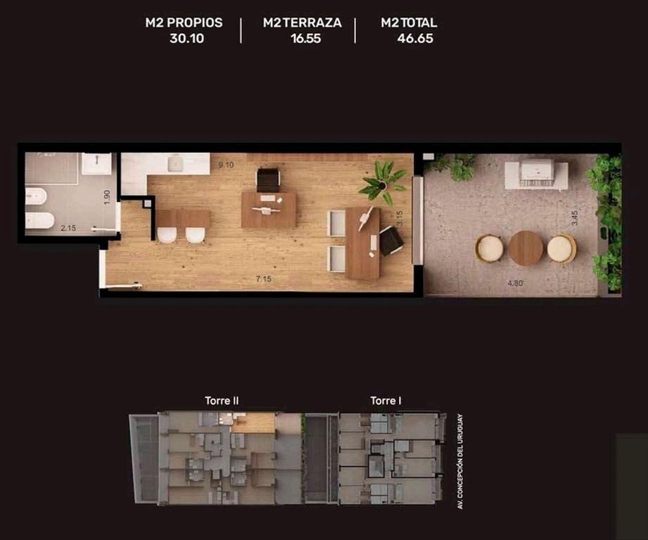 VENTA MONOAMBIENTE MALVIN SUR A ESTRENAR