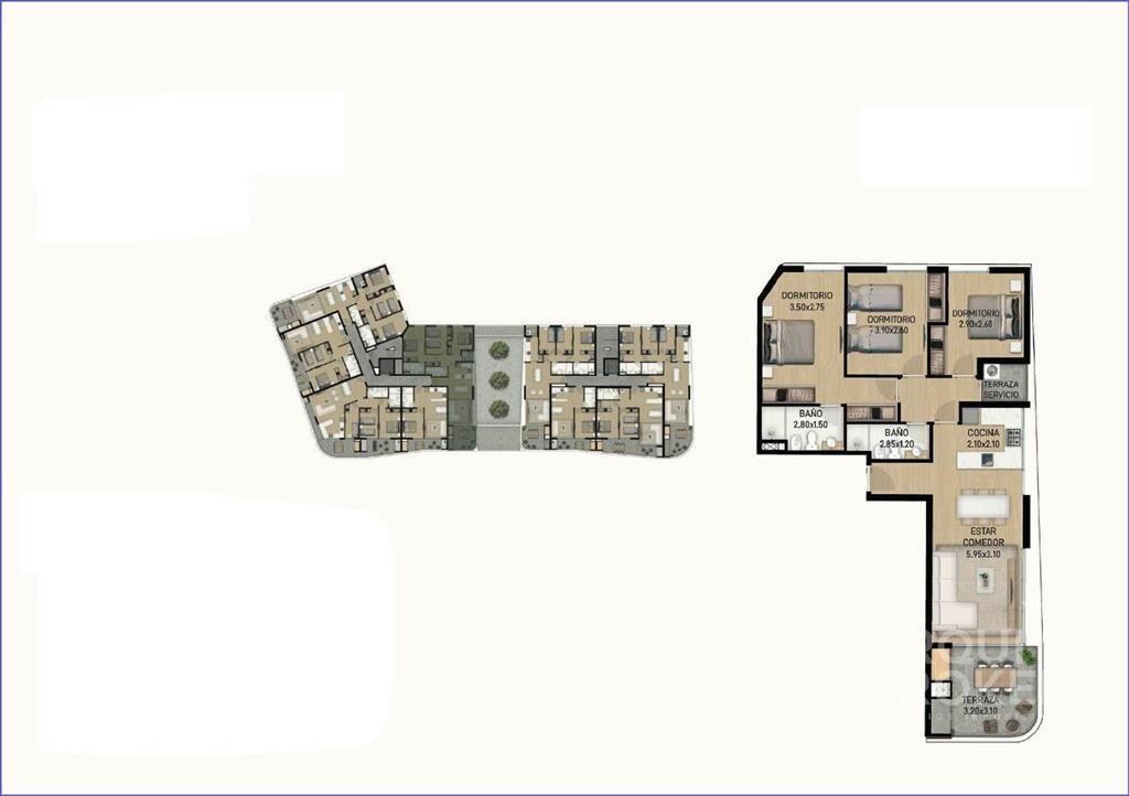 Apartamento de tres dormitorios en venta en Ciudad de la Co