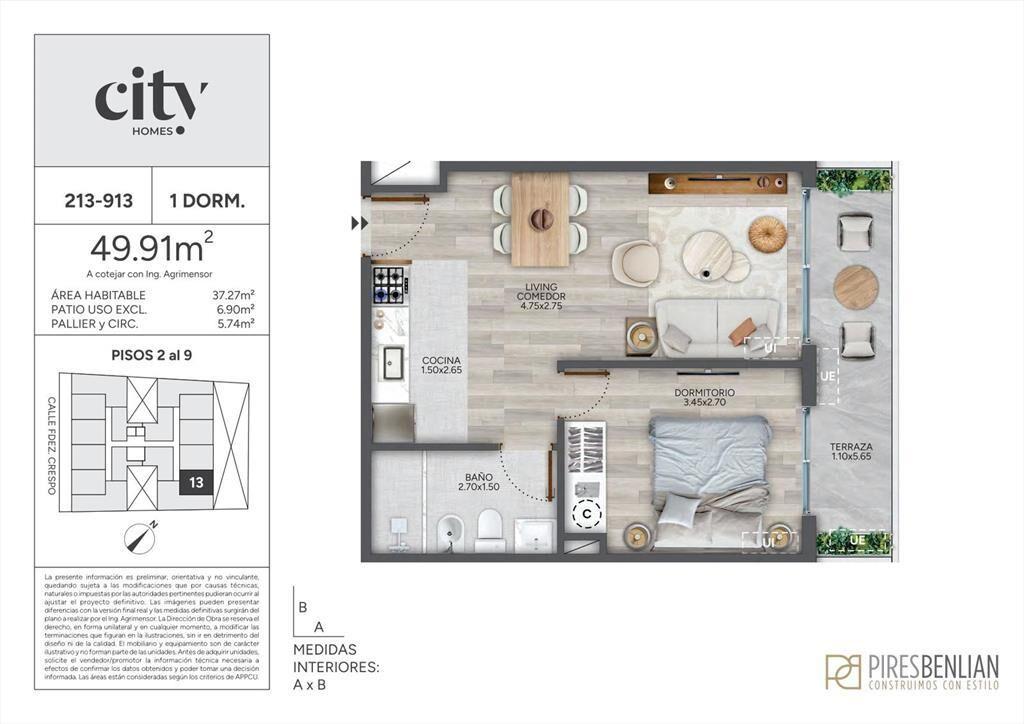 Venta Apartamento 1 Dormitorio en Cordón