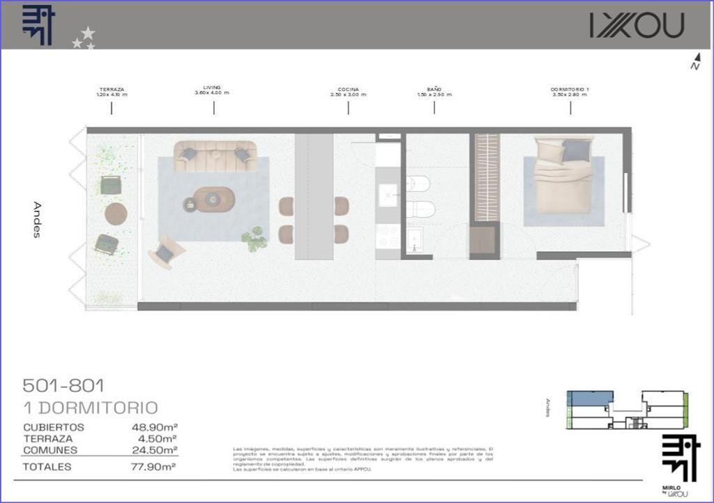 Apartamento de un dormitorio en venta en Barrio Sur - 701