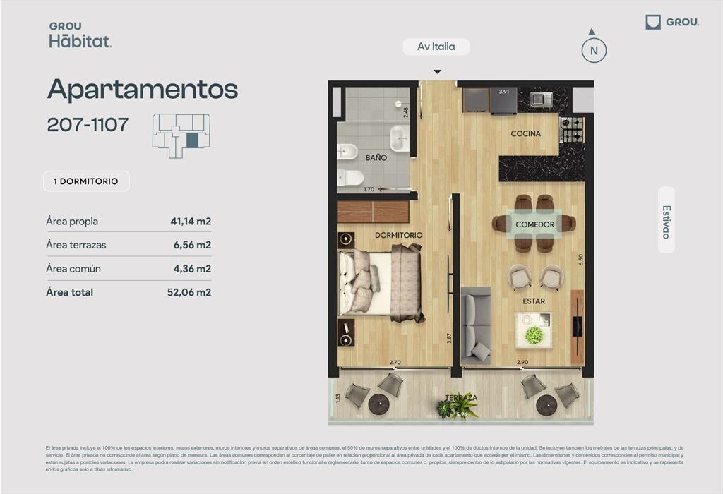 Venta apto 1 dorm, Parque Batlle