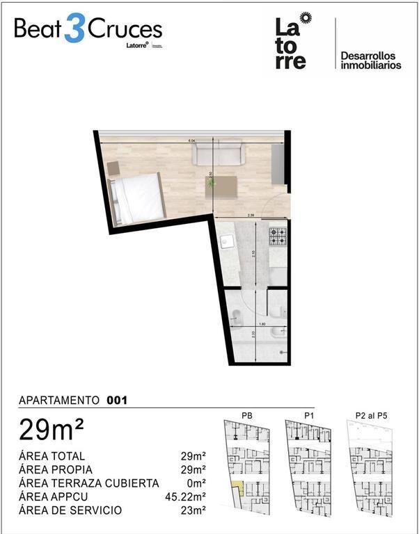 Venta Apartamento Monoambiente en Tres cruces