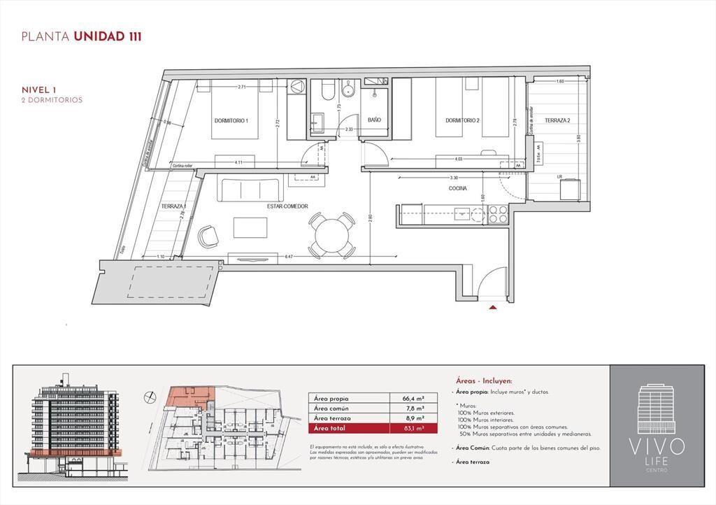 Venta Apartamento 2 Dormitorio en Centro