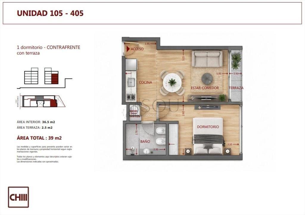Venta Apartamento 1 dormitorio con balcón en Pocitos