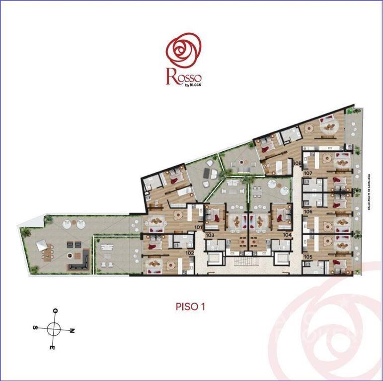 Apartamento de un dormitorio con patio en venta en Cordón -