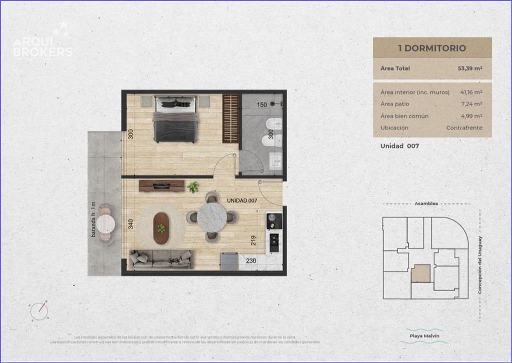Apartamento de un dormitorio en venta en Malvín - 007