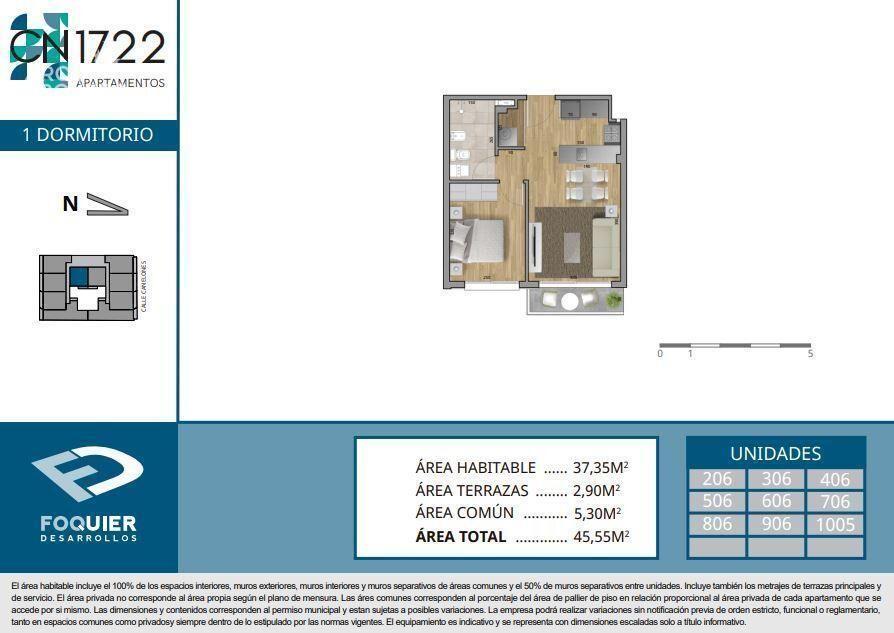 Apartamento de un dormitorio en venta en Cordón - 706