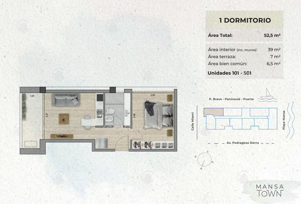 Venta apartamento 1 dormitorio. Playa mansa.