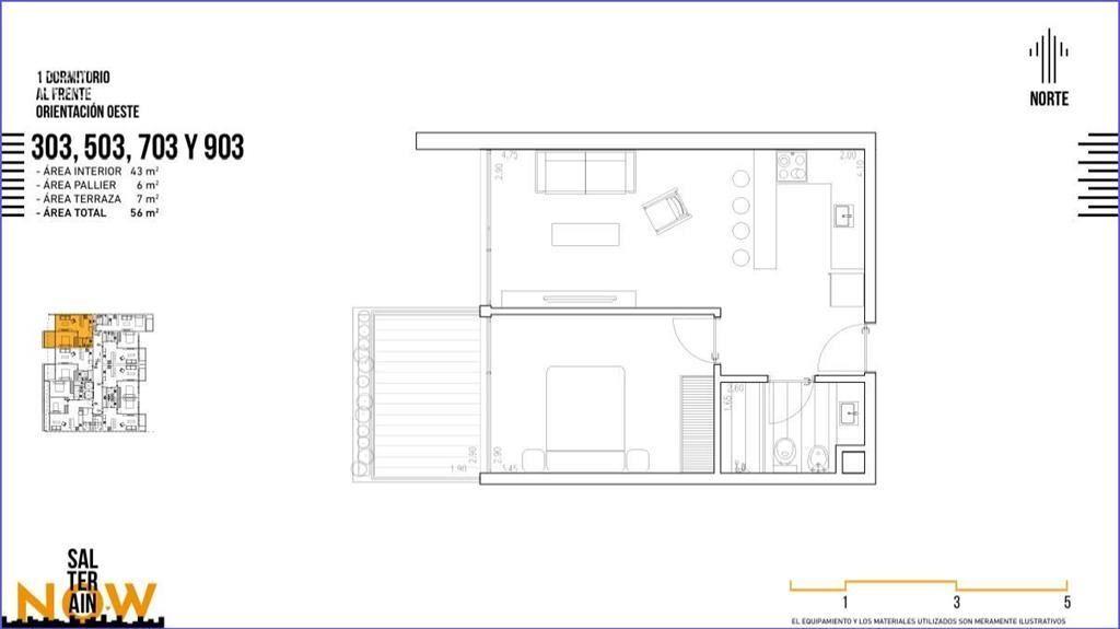 Apartamento de un dormitorio en venta en Cordón - 503