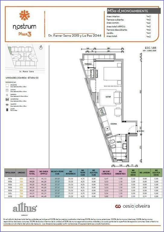 Apartamento monoambiente en venta en Tres Cruces - 804