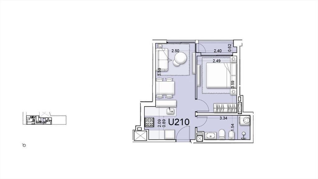 Apartamento de 1 dormitorio venta en Tres Cruces