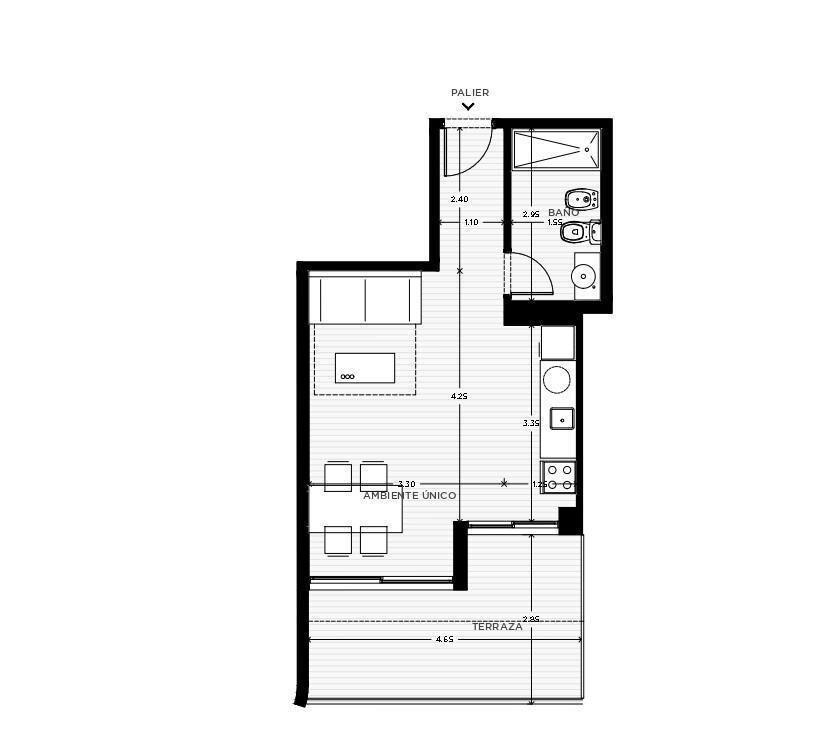 Apartamento monoambiente en Cordón