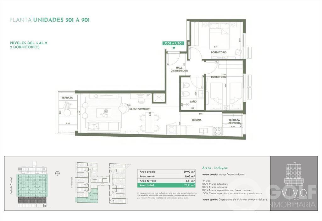 VENTA DE APARTAMENTO DE 2 DORMITORIOS EN CORDON