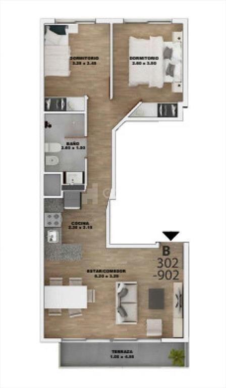 VENTA DE APARTAMENTO DE 2 DORMITORIOS EN OBRA, EN BARRIO TR