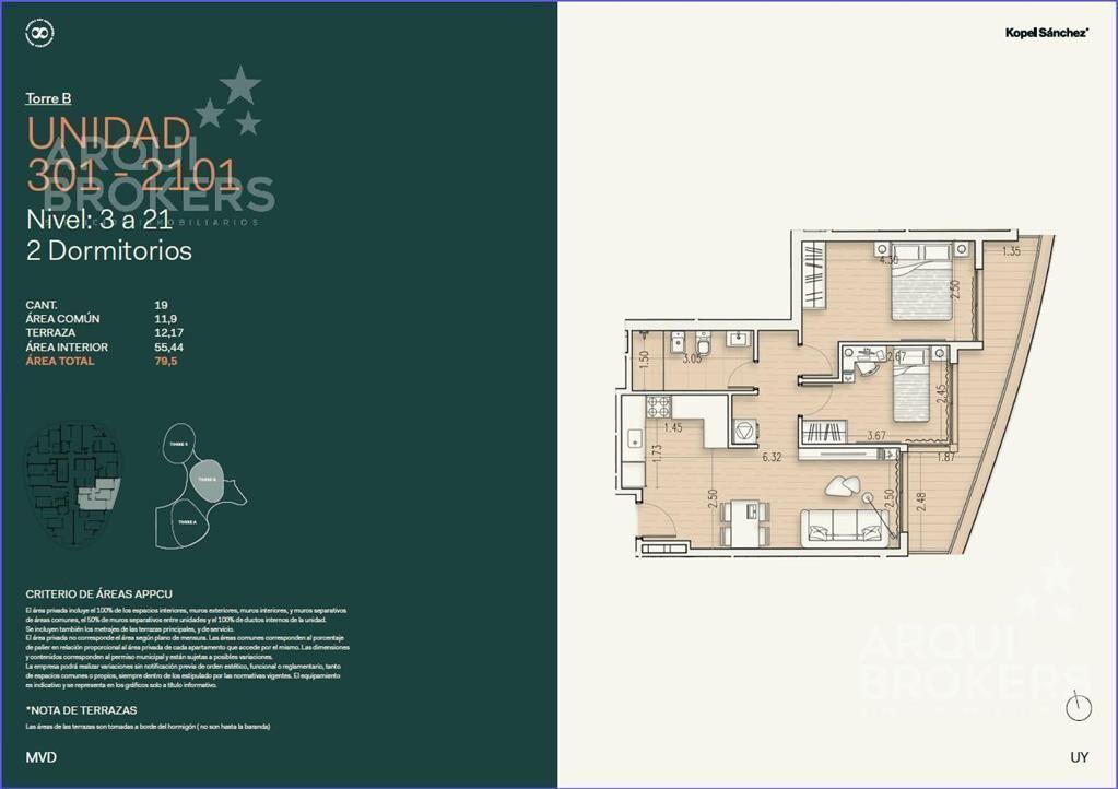 Apartamento de dos dormitorios en venta en Buceo - 1701B