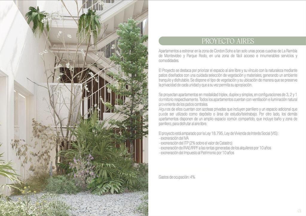 Venta apartamento 2 dorm, Cordon sur proyecto AIRES