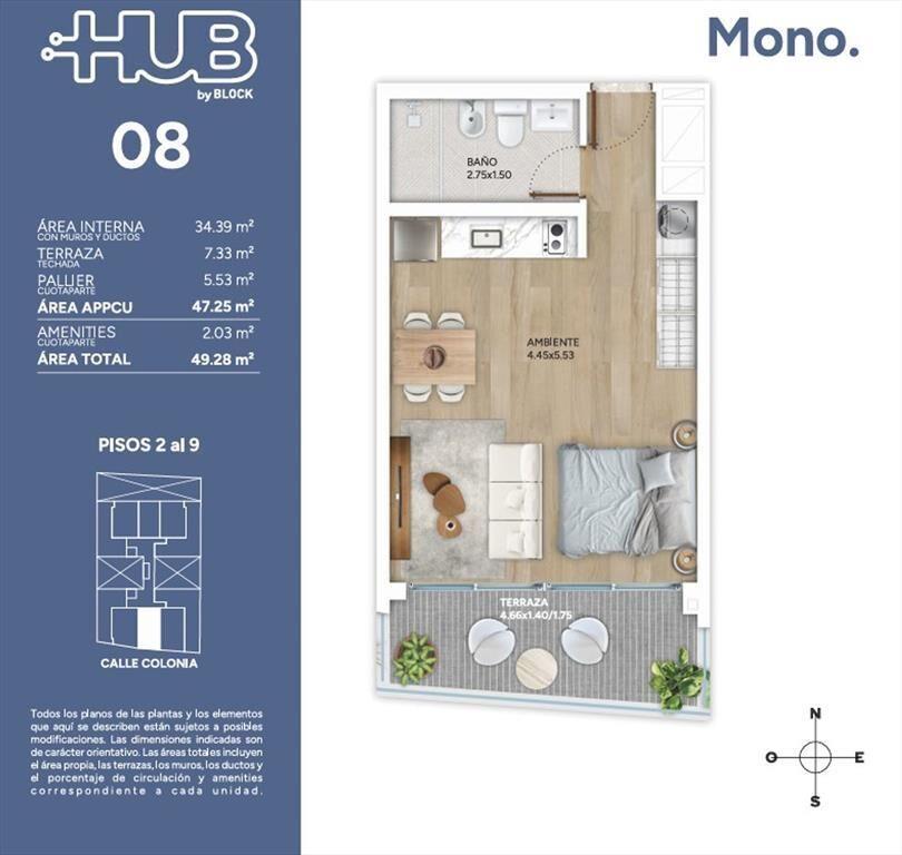 Venta Monoambiente en Cordon con Amenities