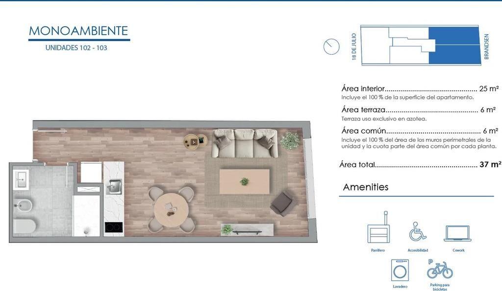 Venta de monoambiente en Torre Alba, Cordón