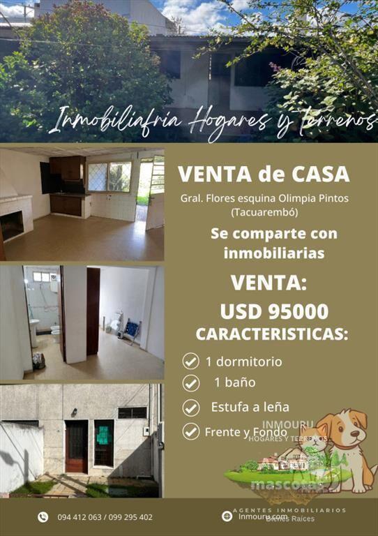 VENTA de casa de un dormitorio en TACUAREMBO