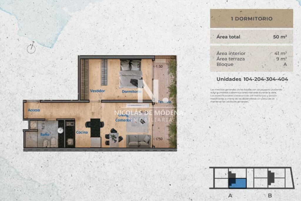 Venta Apto en Pozo de 1 Dormitorio en Pocitos Nuevo,Montevi