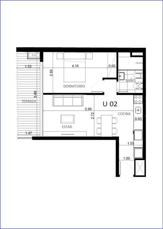 Apartamento de un dormitorio en venta en Cordón Sur - 602