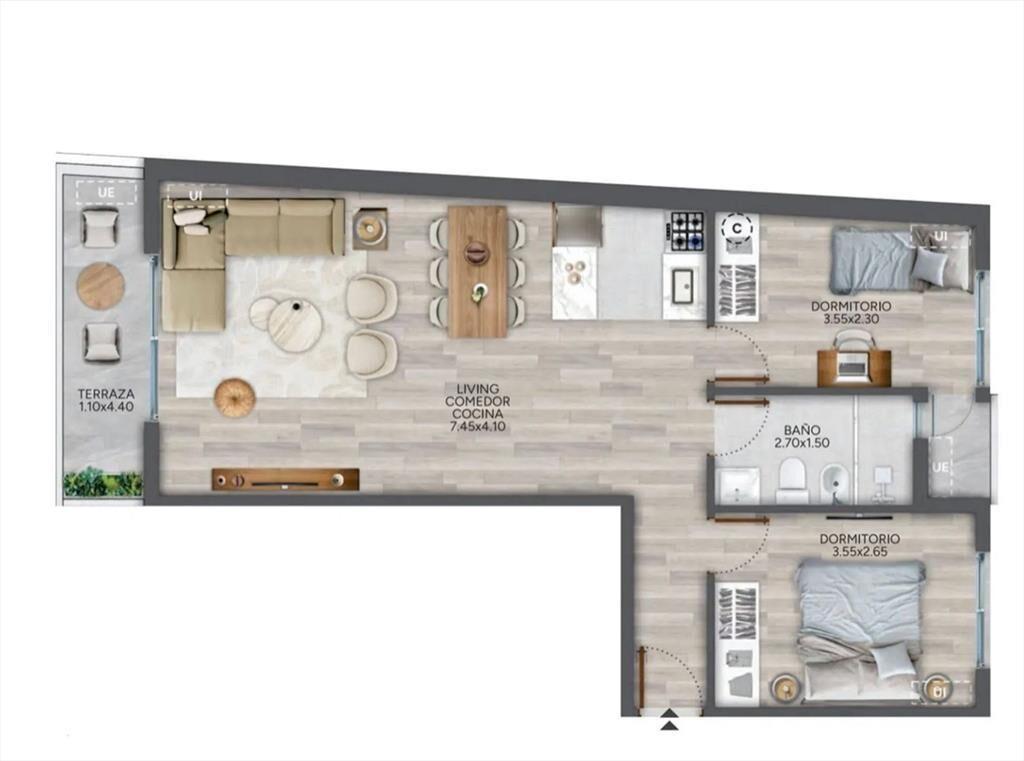 VENTA DEPARTAMENTO 2 DORMITORIOS CORDON C TERRAZA
