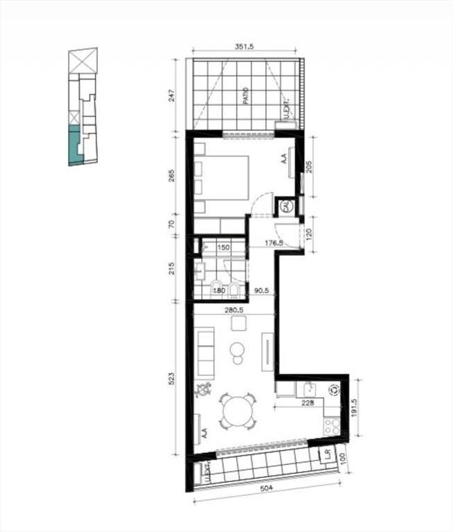 Venta apartamento 1 dormitorio con patio en Cordón