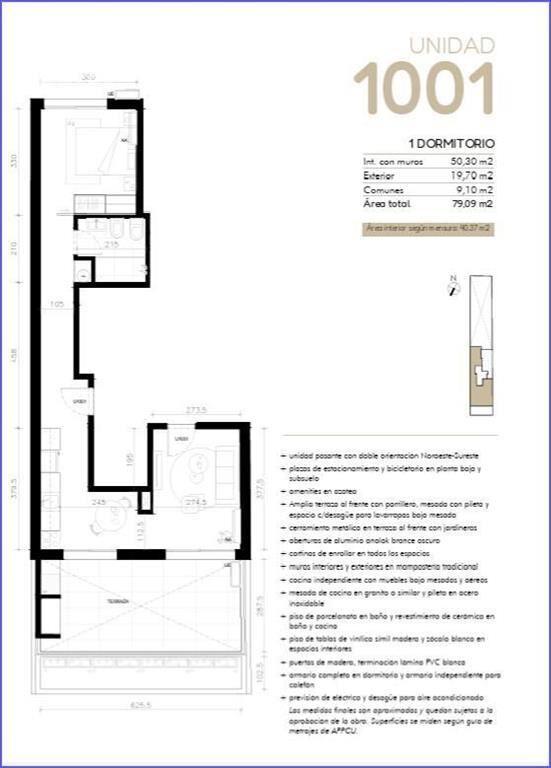 Apartamento penthouse de un dormitorio en venta en Cordón S