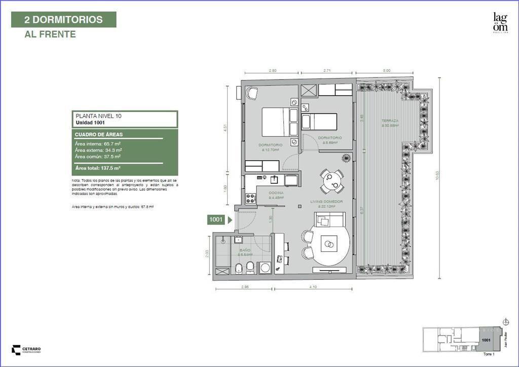 Apartamento penthouse de dos dormitorios en venta en Cordón