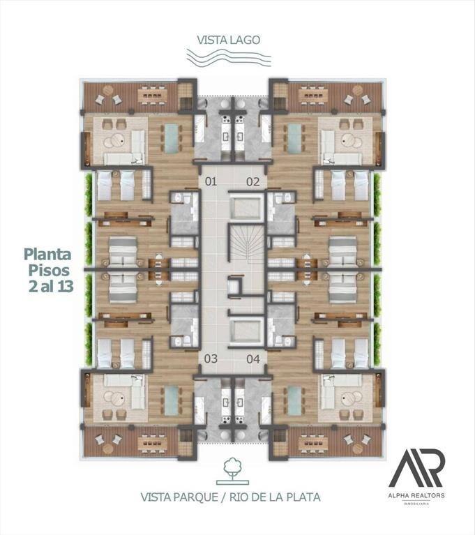 Apartamento en Borneo sobre Lago Calcagno