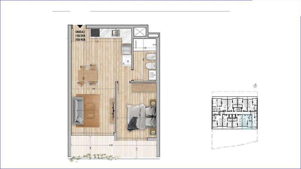 Apartamento de un dormitorio en venta en Pocitos - 106