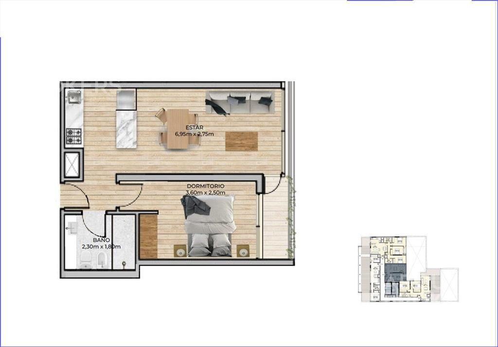 Apartamento de un dormitorio en venta en Centro - 1003
