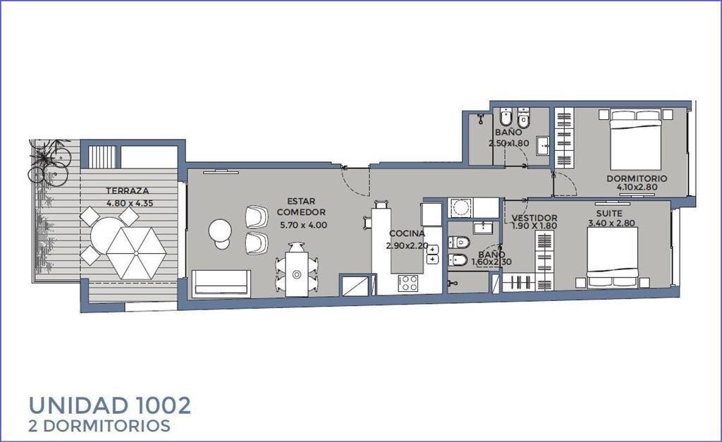 Apartamento penthouse de un dormitorio en venta en Pocitos