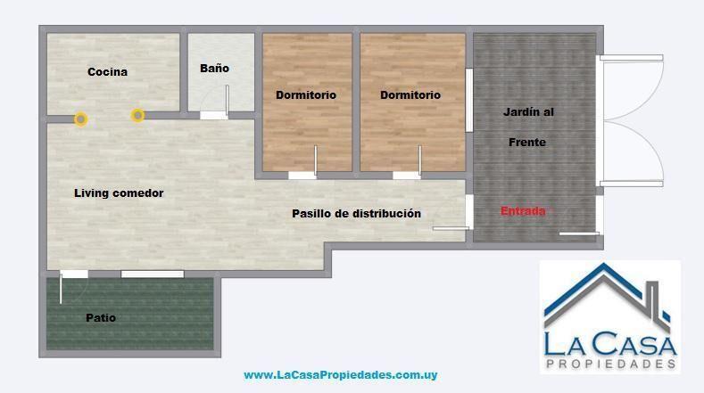 Casa de 2 dormitorios en Buceo. Jardín , Patio y cochera.
