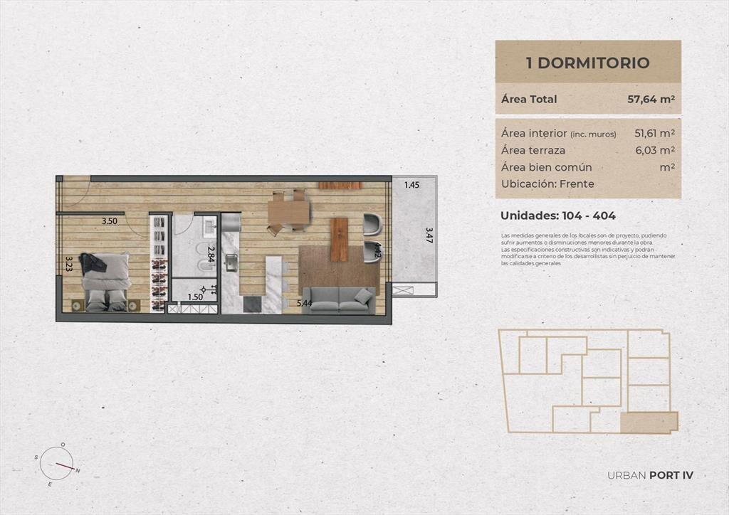 Venta Apartamento 1 Dormitorio en Pocitos